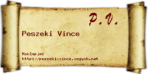 Peszeki Vince névjegykártya